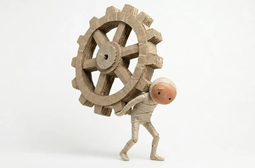 Titre : L'allégorie du syndrome du sauveur Cette image utilise une métaphore visuelle forte pour illustrer un mécanisme psychologique où le désir d'aider autrui devient préjudiciable pour l'aidant lui-même. L'action centrale : Au centre de l'image, un personnage s'enfonce dans une zone de sables mouvants ou de boue sombre. Malgré sa propre situation critique, il porte sur son dos un autre personnage, plus grand que lui, qui semble passif et lourd. La dynamique de secours : Le personnage qui "sauve" tend un bras vers une troisième personne située sur la terre ferme. Cette dernière, vêtue d'un costume sombre, semble observer la scène avec une certaine distance ou impuissance. Le décor et l'ambiance : Le paysage est désertique et aride, avec des montagnes dépouillées à l'horizon sous un ciel jaune pâle. Les couleurs sont terreuses (ocre, brun, gris), renforçant le sentiment de difficulté, de lourdeur et d'enlisement. Symbolique : * Les sables mouvants : Représentent les propres problèmes ou l'épuisement émotionnel de l'aidant. Le poids sur le dos : Symbolise la charge mentale et physique de porter les responsabilités d'autrui. L'enlisement : Illustre le fait que vouloir sauver les autres sans s'occuper de soi-même mène inévitablement à sombrer avec eux. Analyse : L'illustration souligne le danger de l'altruisme sacrificiel. Elle montre que le "sauveur", en ignorant ses propres limites, finit par perdre sa capacité à rester à flot, rendant l'acte de sauvetage impossible et dangereux pour les deux parties.